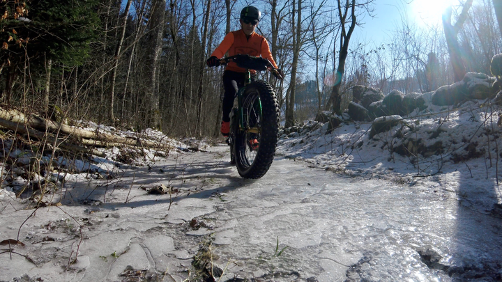 A completely frozen over trail.