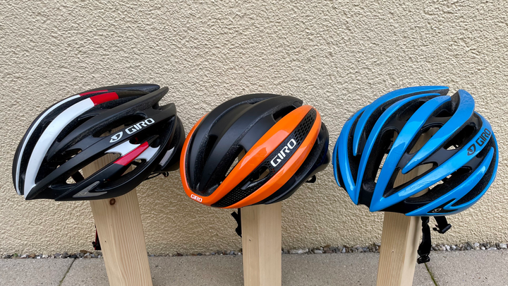 My road cycling helmets. Giro Aeon, Synthe and Aeon.